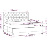 vidaXL Cama con somier y colchón , color taupe, 200x200 cm, tapizada en tela