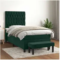 vidaXL Cama con somier y colchón de la marca , color verde oscuro, 80x200 cm, tapizada en terciopelo