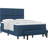 Syfax Cama con somier y colchón, con cabecero, color azul, 160 x 200 cm, tapizada en tela
