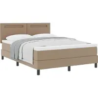 Syfax Cama con somier y colchón color cappuccino, 140 x 200 cm, tapizada en cuero sintético