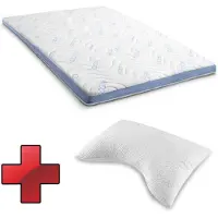 Sleezzze Colchón viscoelástico CloudComfort Cool, 160 x 200 cm, firmeza H2/H3, altura 7 cm, con 7 zonas, con cara para verano e invierno + Almohada ergonómica Sleezzz Cool Gel para el cuello, 40 x 60 x 16 cm