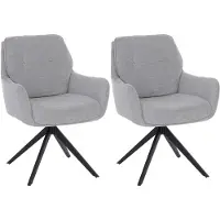 Mendler Juego de 2 sillas de comedor HWC-Q37, silla giratoria para cocina con retorno automático, tapizada en tela (680g/m²) tipo chenille, estructura metálica MVG, color gris claro