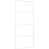 vidaXL Puerta corredera con vidrio esmerilado y marco de aluminio, 90x205 cm, color blanco