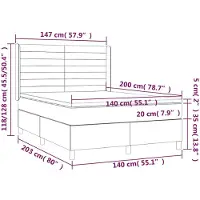 vidaXL Cama con somier y colchón de la marca , color marrón oscuro, dimensiones 140x200 cm, tapizada en tela