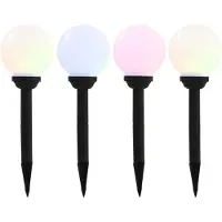vidaXL : Juego de 4 faroles solares para exteriores, con luces LED esféricas de 15 cm, RGB