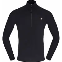 Norrøna - Ropa interior térmica - Femund Pureull Zip Neck M Caviar Black de Lana - Talla M - Negro