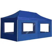 vidaXL Tienda de campaña plegable profesional para fiestas, con paredes de aluminio, 6x3 metros, color azul