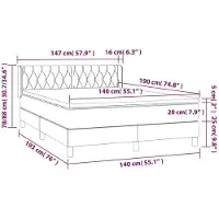 vidaXL Cama con somier y colchón de color crema, 140x190 cm, tapizada en tela