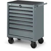 HBM Carro de herramientas de 7 cajones, gris