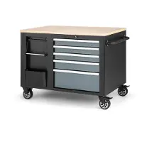 OEM Carro de herramientas móvil , banco de trabajo de 114 cm con tablero de trabajo de madera, negro/gris
