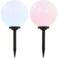 vidaXL : Juego de 2 faroles solares para exteriores, forma esférica, LED, 30 cm, RGB