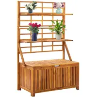 vidaXL Baúl de almacenamiento con estructura de celosía, 99x55x160 cm, madera maciza de acacia
