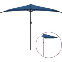 vidaXL Sombrilla para balcón, mástil de aluminio, color azul, 300x155x223 cm, forma semicircular