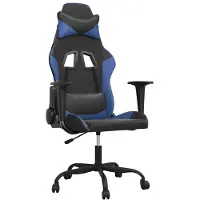 vidaXL Silla de gaming negra y azul, tapizada en cuero sintético