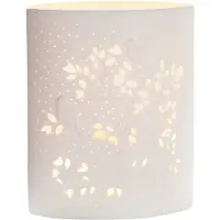 Gilde Lámpara de mesa , diseño de pájaro y ramas, porcelana, blanca, unidad, largo: 10,5 cm, ancho: 16,5 cm, alto: 20 cm. Código: 33807. EAN: 4009079338072