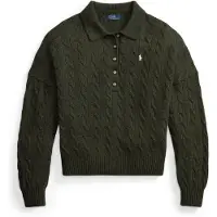 Ralph Lauren para mujer. 211B17767002 Jersey tipo polo de lana y cachemira verde (XL), Casual, Manga larga, outlet 20