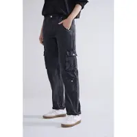 Summum Woman Cargo Jeans Baggy Black Cotton Jeans Black Denim Talla: 44 | Vaqueros Outlet | Mujer | Negro