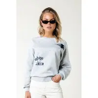 Colourful Rebel Racer Logo Dropped Shoulder Sweat Light Grey Talla: XXS | Manga Larga Outlet | Mujer | Gris