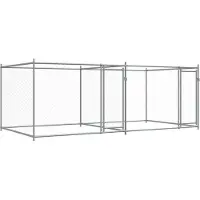 vidaXL - Jaula para perros con puertas, color gris, 4x2x1,5 m, acero galvanizado