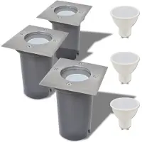 vidaXL Juego de 3 focos empotrables LED para exteriores, cuadrados