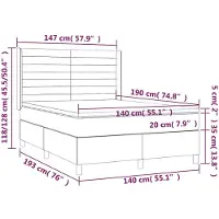 vidaXL Cama con somier y colchón de la marca , color marrón oscuro, dimensiones 140x190 cm, tapizada en tela