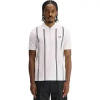 Fred perry Camiseta 'Polo blanco vertical stripe polo shirt 5' blanco