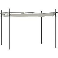 vidaXL Pérgola con techo corredero, color crema, 295x292x230 cm