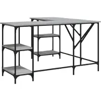 vidaXL Escritorio gris Sonoma de , 139x139x75 cm, fabricado en material de madera