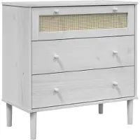 vidaXL Cómoda con cajones SENJA, estilo ratán, color blanco, 80x40x80 cm, madera de pino