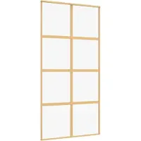 vidaXL Puerta corredera , color dorado, 102,5 x 205 cm, con vidrio templado transparente y marco de aluminio