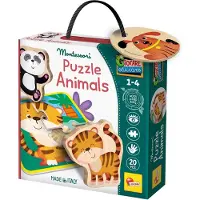 Lisciani Montessori 4 Con Rompecabezas De 4 Animales De Madera 4 Piezas