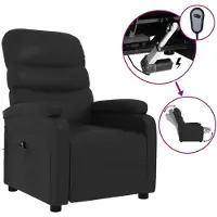 vidaXL Sillón reclinable eléctrico, color negro, tapizado en cuero sintético ()