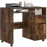 vidaXL : Mesa con ruedas, madera de roble ahumado, material compuesto de madera