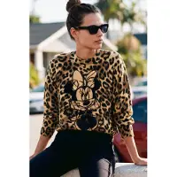 Desigual , Jersey animal print Mickey, Mujer, MarróN, M