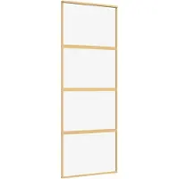 vidaXL Puerta corredera , color dorado, 76x205 cm, con vidrio templado transparente y marco de aluminio