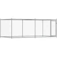vidaXL - Jaula para perros con puerta, gris, 4x2x1,5 m, acero galvanizado