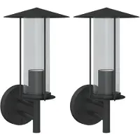 vidaXL : 2 apliques para pared exterior, color negro, acero inoxidable