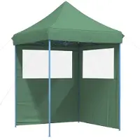 vidaXL Tienda de campaña plegable tipo pop-up con 2 paneles laterales, color verde