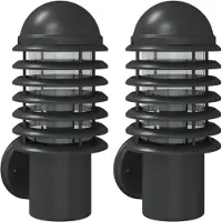 vidaXL : 2 apliques para pared exterior, color negro, acero inoxidable