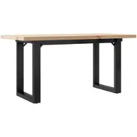 vidaXL Mesa de centro con estructura en forma de "O", 100x50x45,5 cm, madera maciza de pino, acero