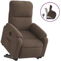 vidaXL Sillón reclinable Relax de , con ayuda para levantarse, color marrón, tejido de microfibra