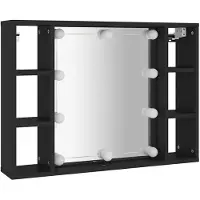 vidaXL Espejo con armario y luces LED, color negro, 76x15x55 cm