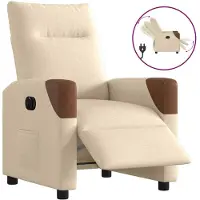 vidaXL Sillón reclinable eléctrico, color crema, tapizado en tela