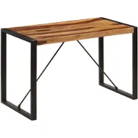 Möbelando Mesa de comedor "Lauf" de madera maciza, con estructura de acero en color natural o . Dimensiones (ancho/alto/profundidad): 60x75x120 cm