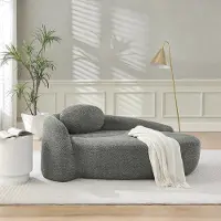 OKWISH Camas diurnas con almohada, diseño redondeado. Sillones de saco clásicos, sofá de felpa tipo "teddy" en color gris oscuro, ideal para salones