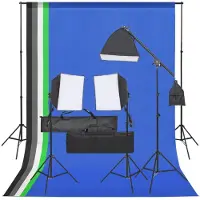 vidaXL Kit de estudio fotográfico con iluminación y fondo, marca
