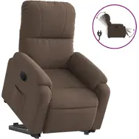 vidaXL Sillón reclinable con ayuda para levantarse, eléctrico, color marrón, tejido de microfibra
