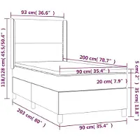 vidaXL Cama con somier y colchón, color , 90x200 cm, tapizada en cuero sintético