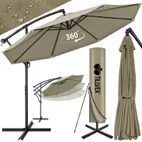 Tillvex 350 cm Sombrilla Excentrico | Parasol para Terraza Jardín Balcón Patio | con Manivela y Base en Cruz, giratorio 360º, Protección UV