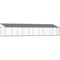 vidaXL Jaula para perros con techo y puerta, color gris, 10x2x2 metros, acero galvanizado